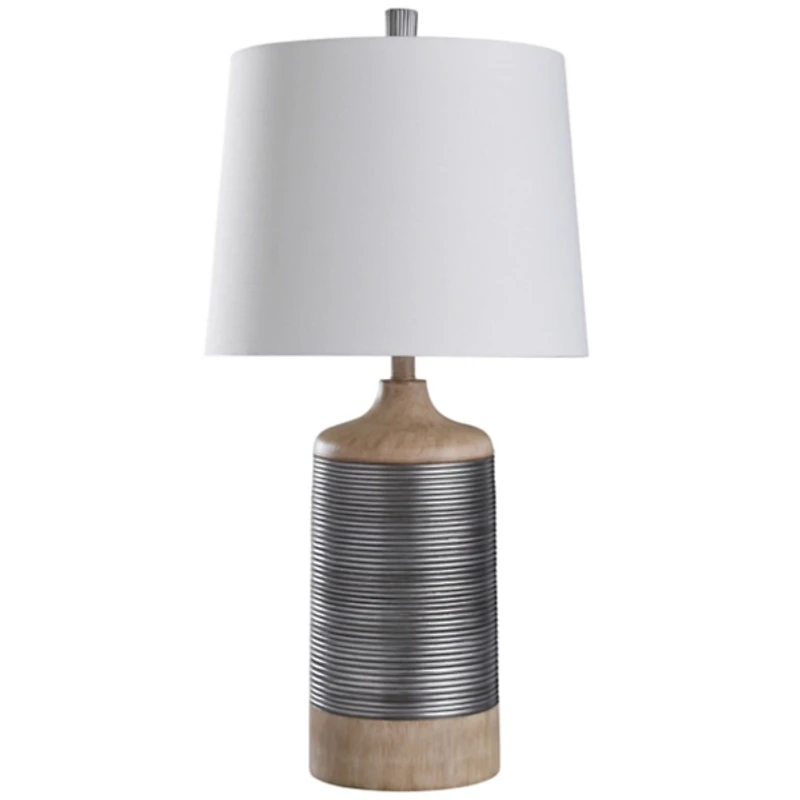 Metallic Silver Banded Table Lamp