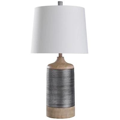 Metallic Silver Banded Table Lamp
