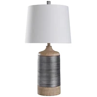 Metallic Silver Banded Table Lamp