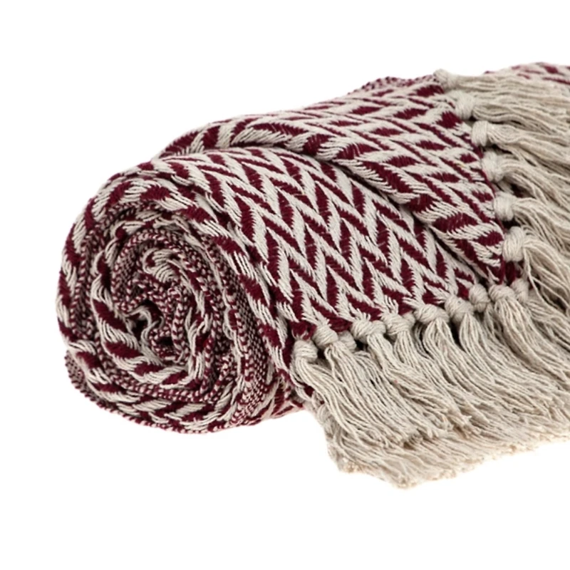 Burgundy Zig Zag Pattern Throw