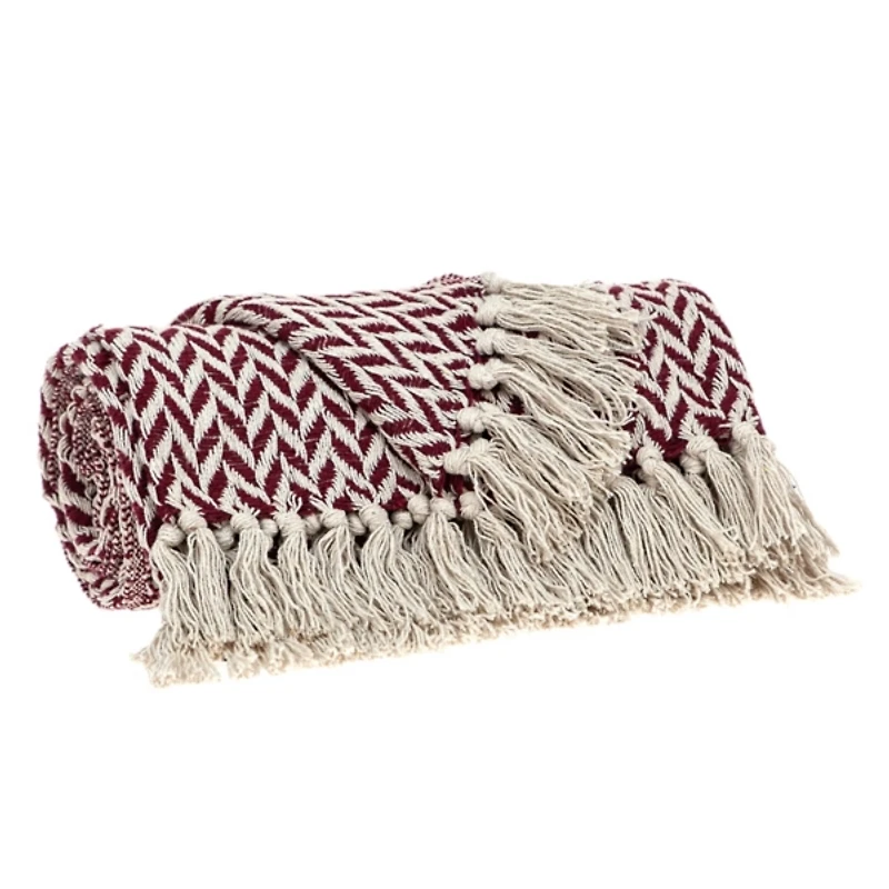 Burgundy Zig Zag Pattern Throw