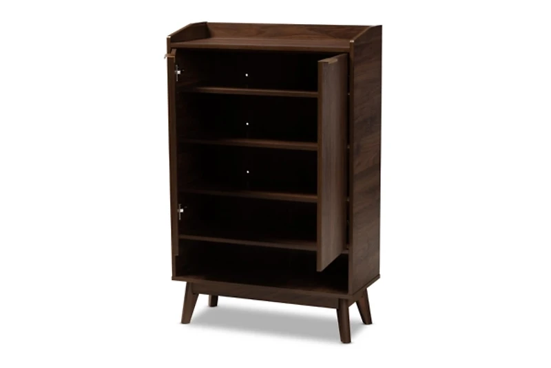 Dark Walnut 5-Shelf Wooden Shoe Cabinet