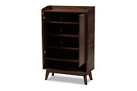 Dark Walnut 5-Shelf Wooden Shoe Cabinet