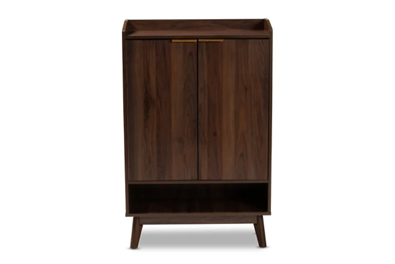 Dark Walnut 5-Shelf Wooden Shoe Cabinet
