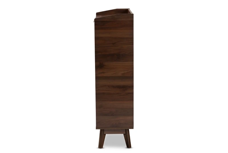 Dark Walnut 5-Shelf Wooden Shoe Cabinet