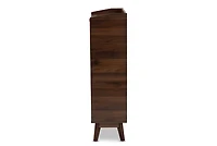 Dark Walnut 5-Shelf Wooden Shoe Cabinet