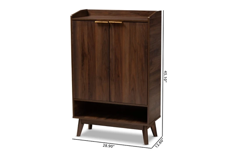 Dark Walnut 5-Shelf Wooden Shoe Cabinet