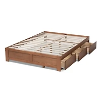 Walnut Wooden 3-Drawer Platform Bed