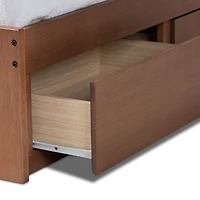 Walnut Wooden 3-Drawer Platform Bed