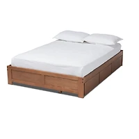 Walnut Wooden 3-Drawer Platform Bed