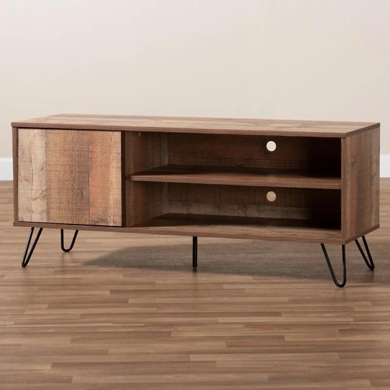 Rustic Oak Wood TV Stand