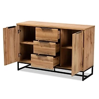 Oak Wood and Metal Sideboard Buffet