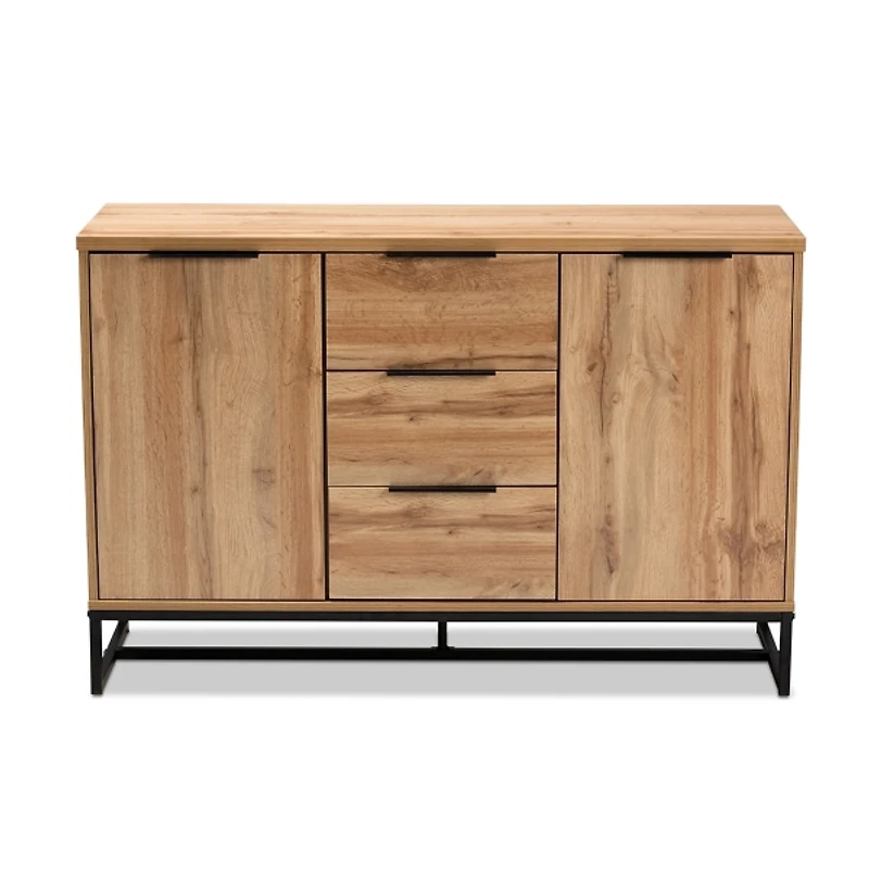 Oak Wood and Metal Sideboard Buffet