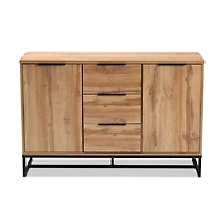 Oak Wood and Metal Sideboard Buffet