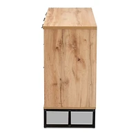 Oak Wood and Metal Sideboard Buffet