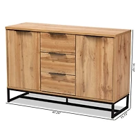 Oak Wood and Metal Sideboard Buffet