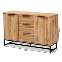 Oak Wood and Metal Sideboard Buffet