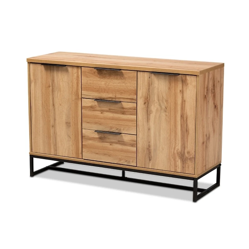 Oak Wood and Metal Sideboard Buffet