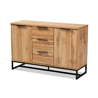 Oak Wood and Metal Sideboard Buffet