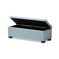 Light Blue Grid Tufted Upholstered Ottoman