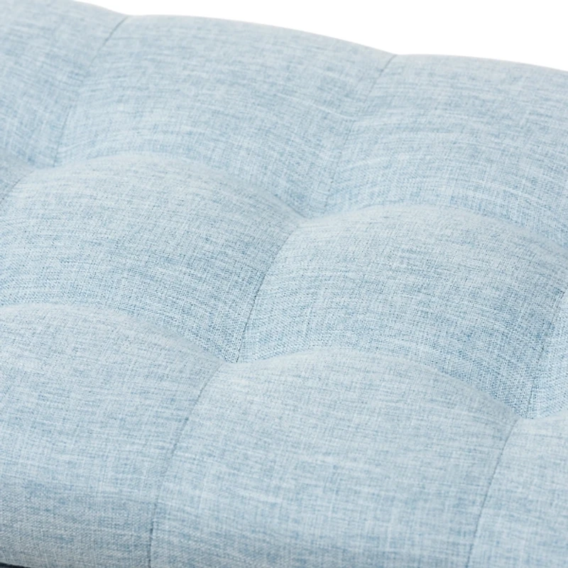Light Blue Grid Tufted Upholstered Ottoman