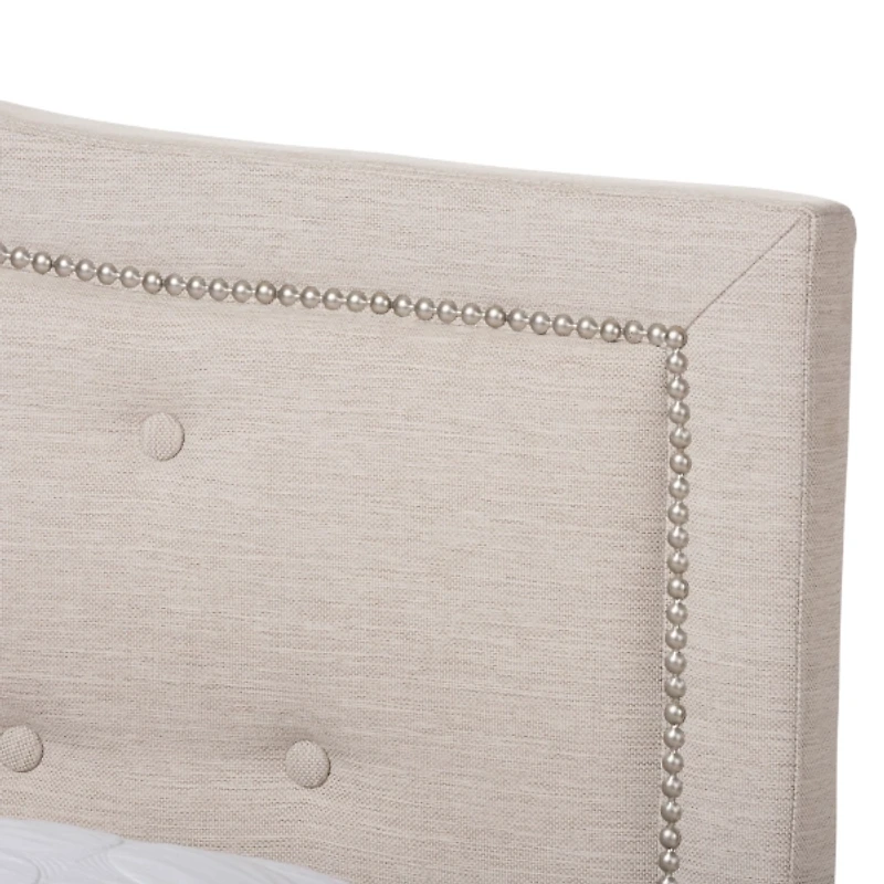 Mary Beige Button Tufted King Bed Frame