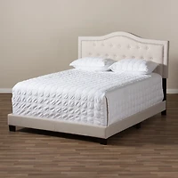 Mary Beige Button Tufted King Bed Frame
