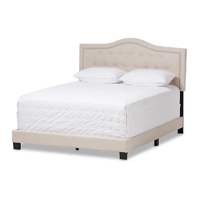 Mary Beige Button Tufted King Bed Frame
