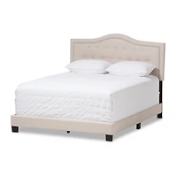 Mary Beige Button Tufted King Bed Frame