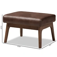 Dark Walnut Faux Leather Ottoman