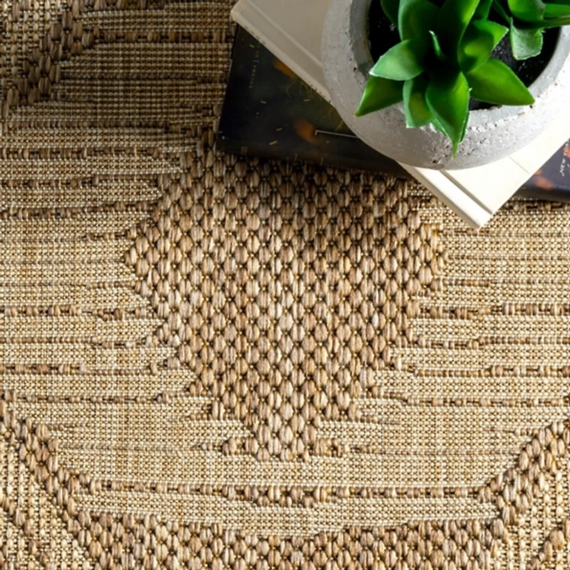 Raina Brown Tribal Zig Zag Outdoor Rug, 5x8