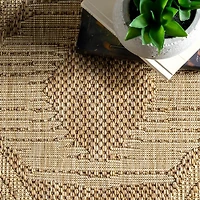 Raina Brown Tribal Zig Zag Outdoor Rug, 5x8