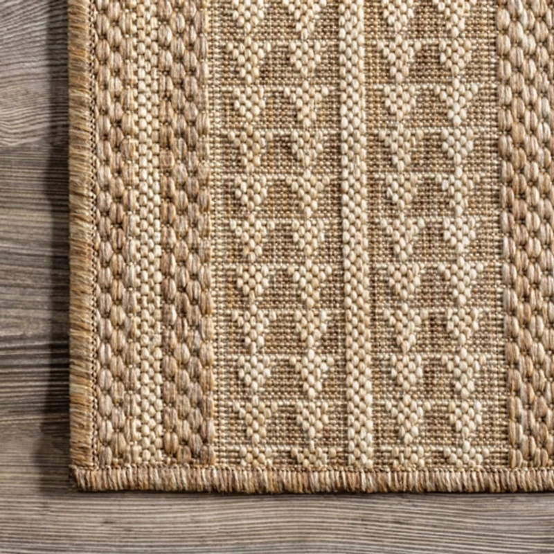 Raina Brown Tribal Zig Zag Outdoor Rug, 5x8