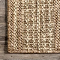 Raina Brown Tribal Zig Zag Outdoor Rug, 5x8