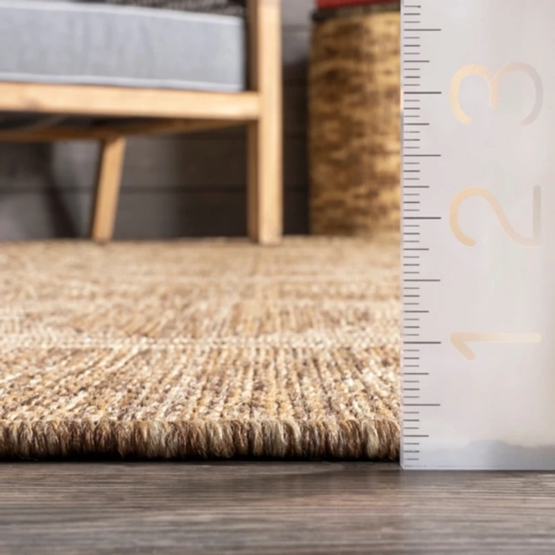 Raina Brown Tribal Zig Zag Outdoor Rug, 5x8