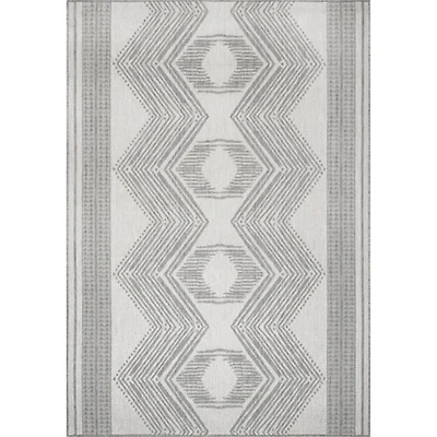 Raina Gray Tribal Zig Zag Outdoor Rug, 5x8