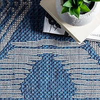Raina Blue Tribal Zig Zag Outdoor Rug