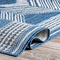 Raina Blue Tribal Zig Zag Outdoor Rug