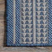 Raina Blue Tribal Zig Zag Outdoor Rug