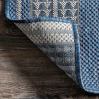 Raina Blue Tribal Zig Zag Outdoor Rug