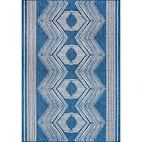 Raina Blue Tribal Zig Zag Outdoor Rug