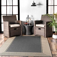 Asia Stripe Border Outdoor Rug
