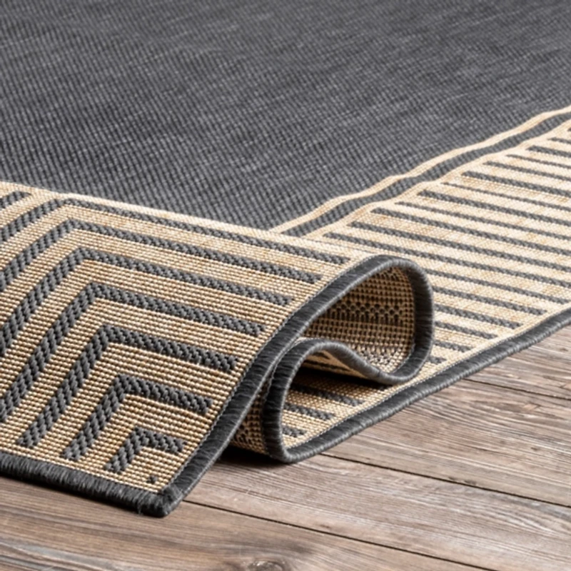 Asia Stripe Border Outdoor Rug