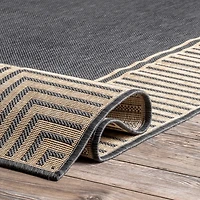 Asia Stripe Border Outdoor Rug