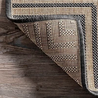 Asia Stripe Border Outdoor Rug