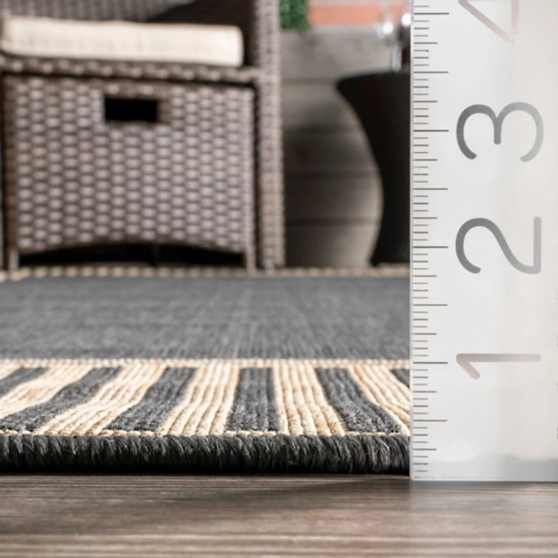 Asia Stripe Border Outdoor Rug