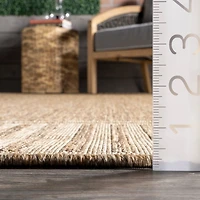 Asia Brown Stripe Border Outdoor Rug