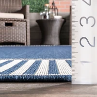 Asia Blue Stripe Border Outdoor Rug