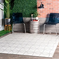 Sanford Light Gray Geometric Outdoor Rug, 5x8