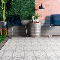 Sanford Light Gray Geometric Outdoor Rug, 5x8